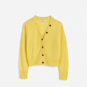 Madewell Yellow Cropped Cardigan Sweater